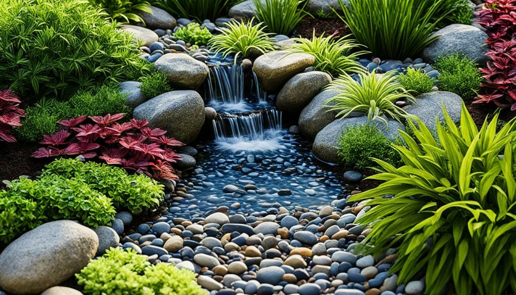 miniature streams in small garden design